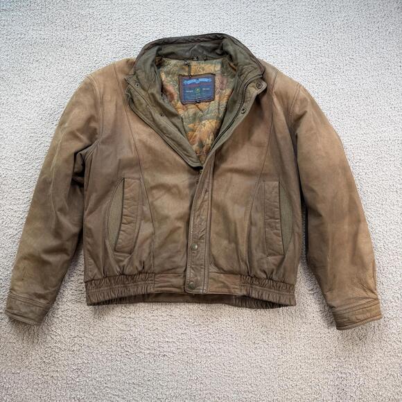 Members Only Other - Vintage 90s Members Only Genuine Leather Jacket Brown Quilted Lined Korea Made L